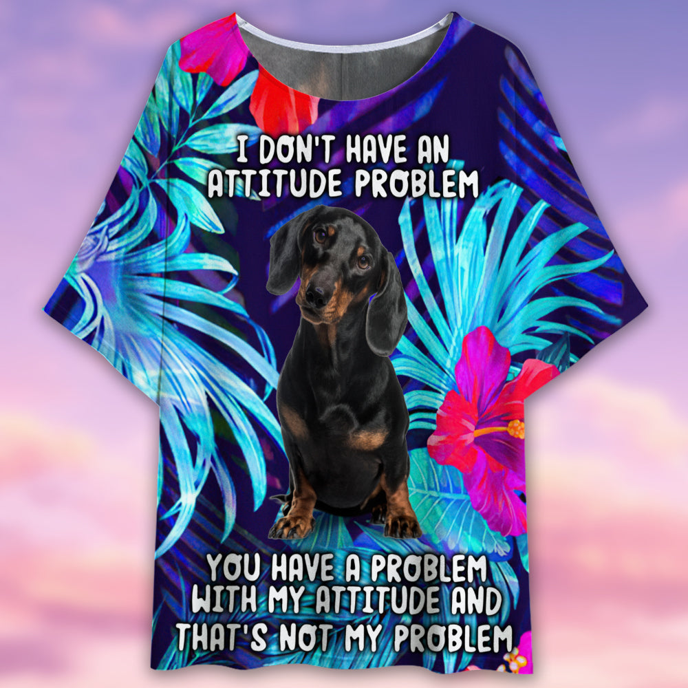 Dachshund Baby Tropical Style - Women's T-shirt With Bat Sleeve - Owls Matrix LTD