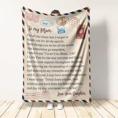 Mom Letter To My Mom I Love You Your Daughter - Flannel Blanket - Letter To My Mom Letter We Love You, Birthday Mom - Owls Matrix LTD