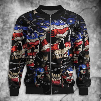 Skull Love America Forever - Bomber Jacket - Owls Matrix LTD