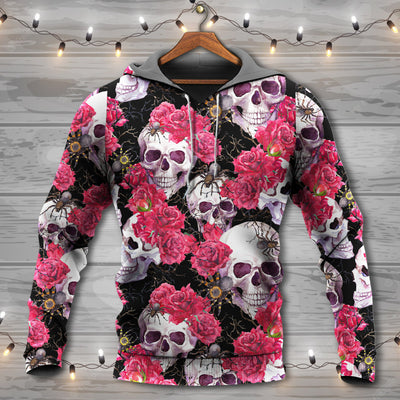 Skull And Roses With Spidy - Hoodie - Owls Matrix LTD
