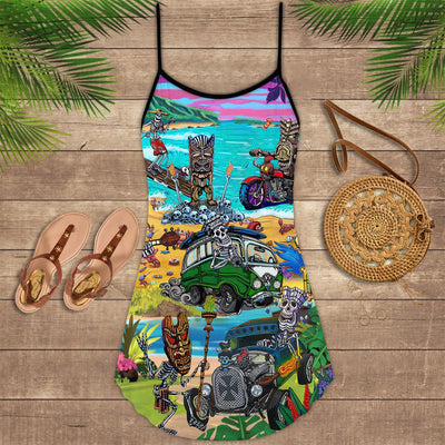 Skull And Tiki Beach - Summer Dress - Owls Matrix LTD