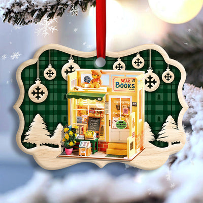 Bookstore Christmas Book Lover Snowflower - Horizonal Ornament - Owls Matrix LTD
