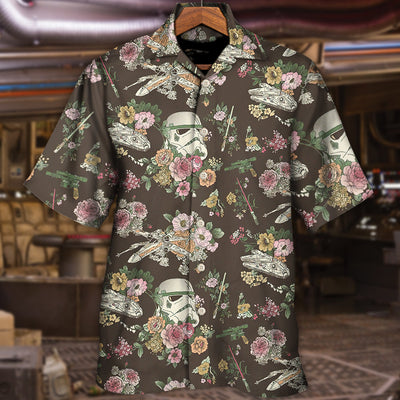 SW Stormtrooper Flower Vintage - Hawaiian Shirt - Owl Ohh-Owl Ohh