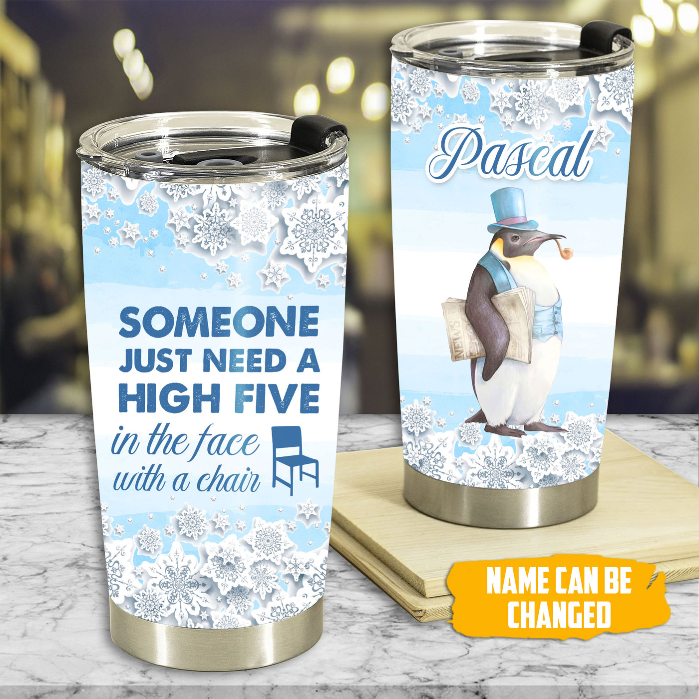 Penguin Someone Just Need A High Five Personalized - Tumbler - Owls Matrix LTD