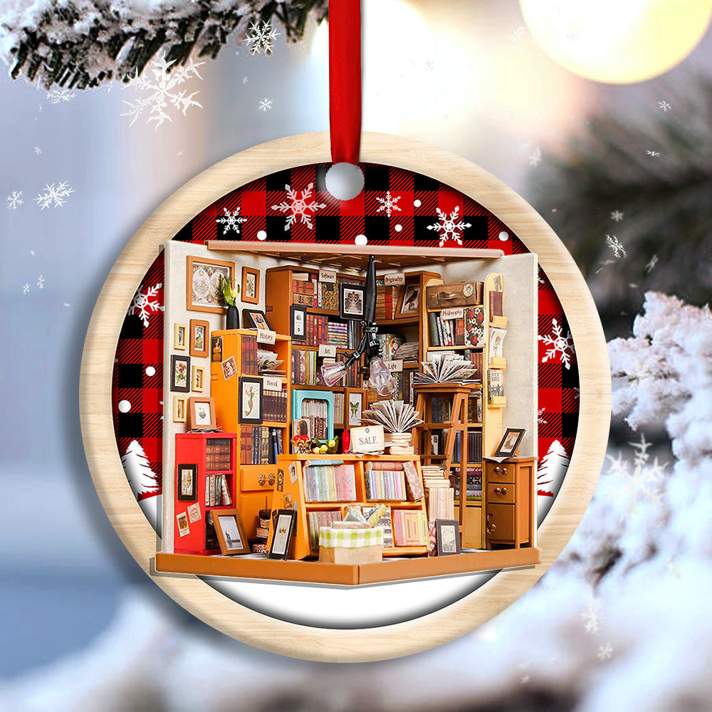 Bookstore Christmas A Book Is A Dream That You Hold In Your Hands - Circle Ornament - Owls Matrix LTD
