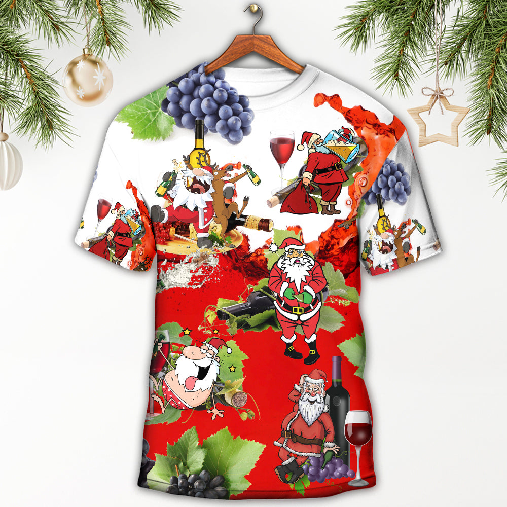Christmas Santa Get Drunk At Christmas Party - Round Neck T-shirt - Owls Matrix LTD