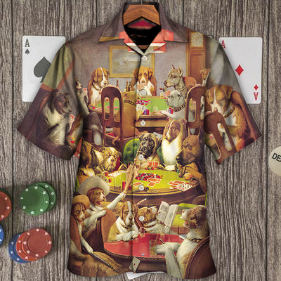 Gambling Dog Playing Poker - Hawaiian Shirt - Owls Matrix LTD