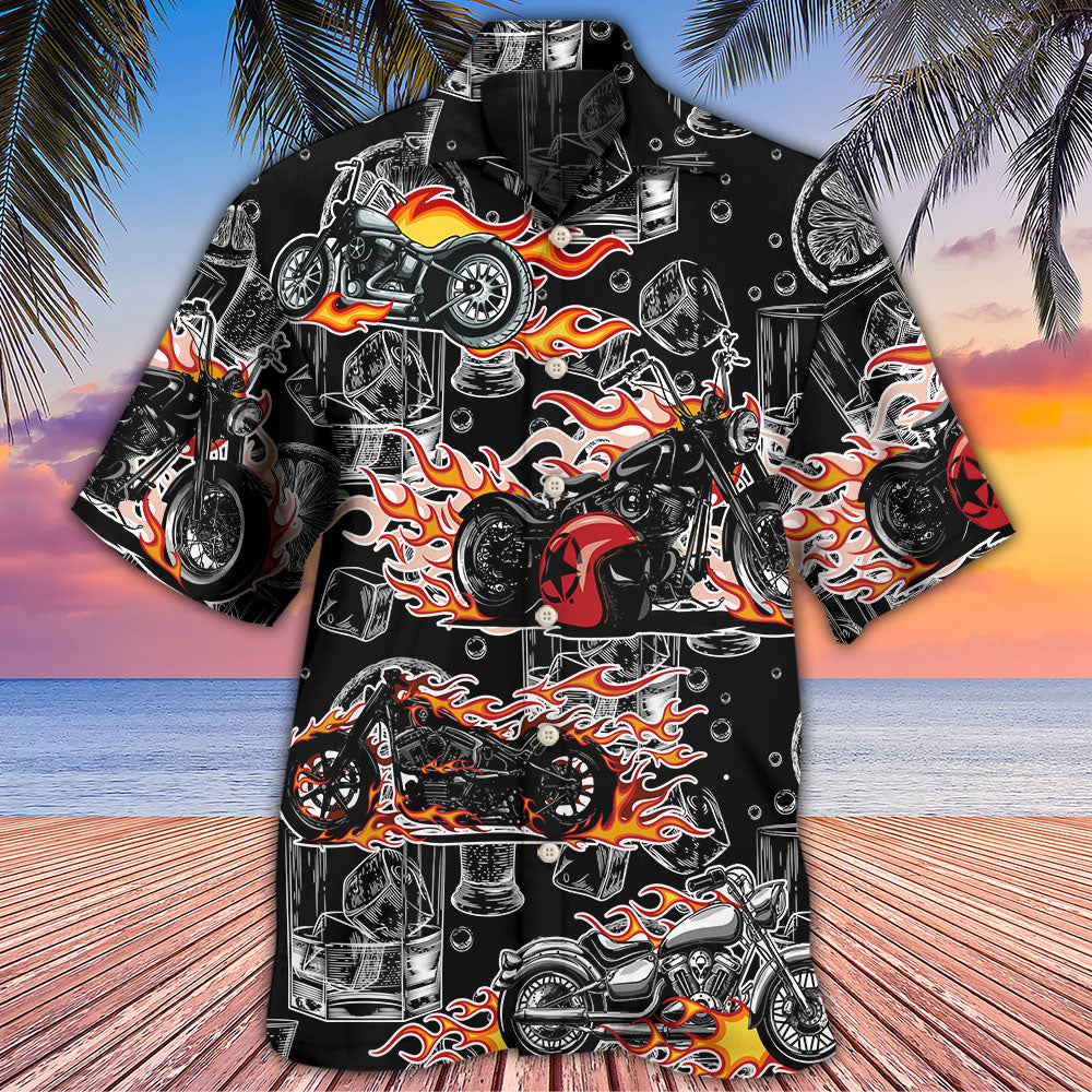 Motorcycle I Like Motorcycles And Whiskey - Hawaiian Shirt - Owls Matrix LTD