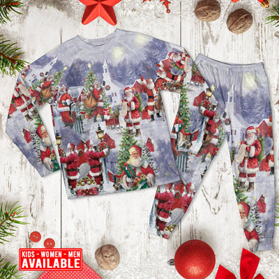 Christmas Merry Xmas Santa Claus Is Coming - Pajamas Long Sleeve - Owls Matrix LTD
