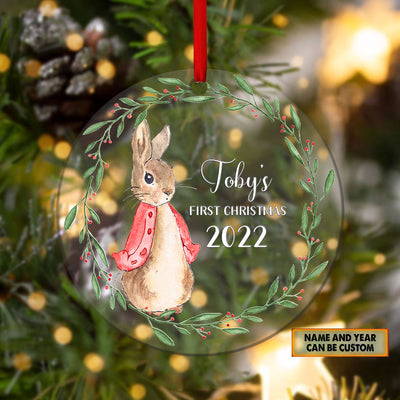 Rabbit First Christmas Is Cute Personalized - Custom Shape Ornament - Owls Matrix LTD