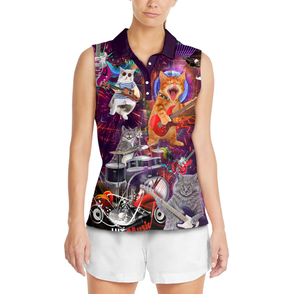Cat Rocker Funny Style - Women's Polo Shirt - Owls Matrix LTD