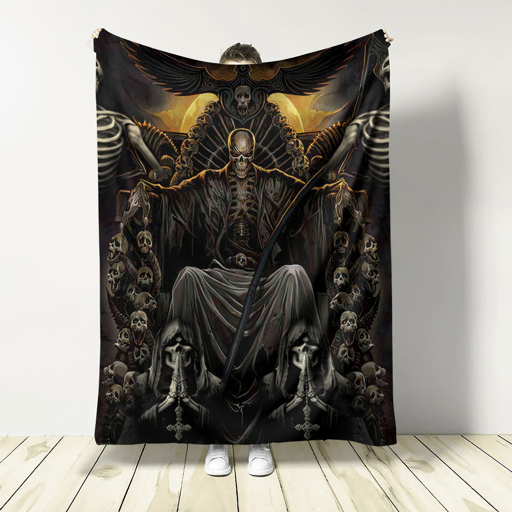 Skull Grim Reaper Dark - Flannel Blanket - Owls Matrix LTD