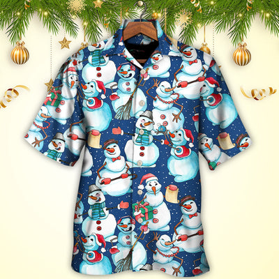 Christmas Happy Snowman Xmas - Hawaiian Shirt - Owls Matrix LTD