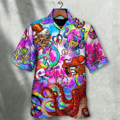 Hippie Funny Octopus Colorful Happy Tie Dye Art Style - Hawaiian Shirt - Owls Matrix LTD