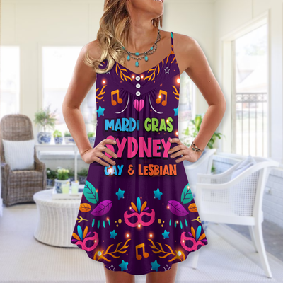 Sydney Mardi Gras Amazing Style Art - V-neck Sleeveless Cami Dress - Owls Matrix LTD