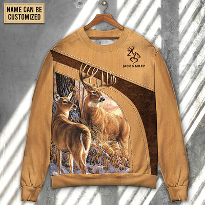 Deer Here Lives An Old Buck And His Sweet Doe Personalized - Sweater - Ugly Christmas Sweaters - Owls Matrix LTD