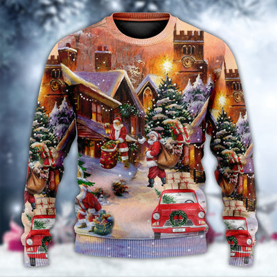 Christmas Santa Is Delivering Love - Sweater - Ugly Christmas Sweaters - Owls Matrix LTD