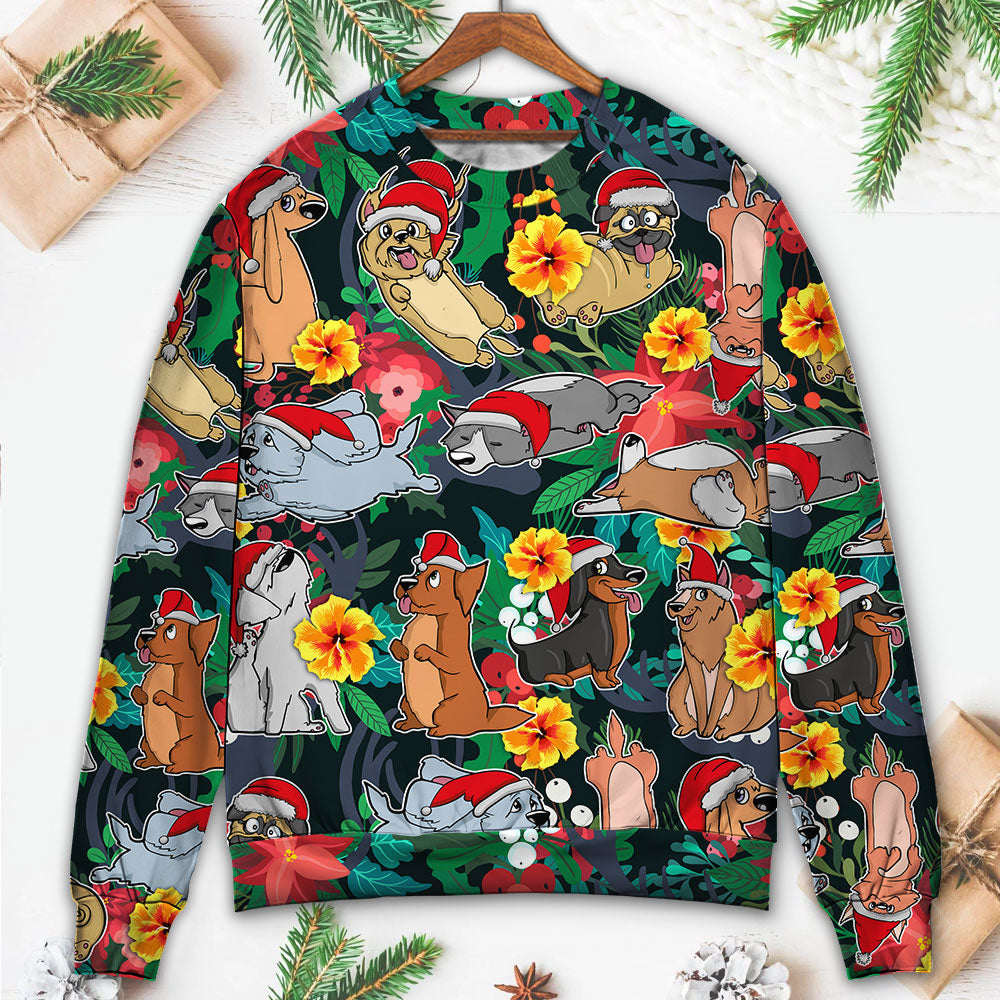 Christmas Dog Santa Merry Xmas - Sweater - Ugly Christmas Sweaters - Owls Matrix LTD