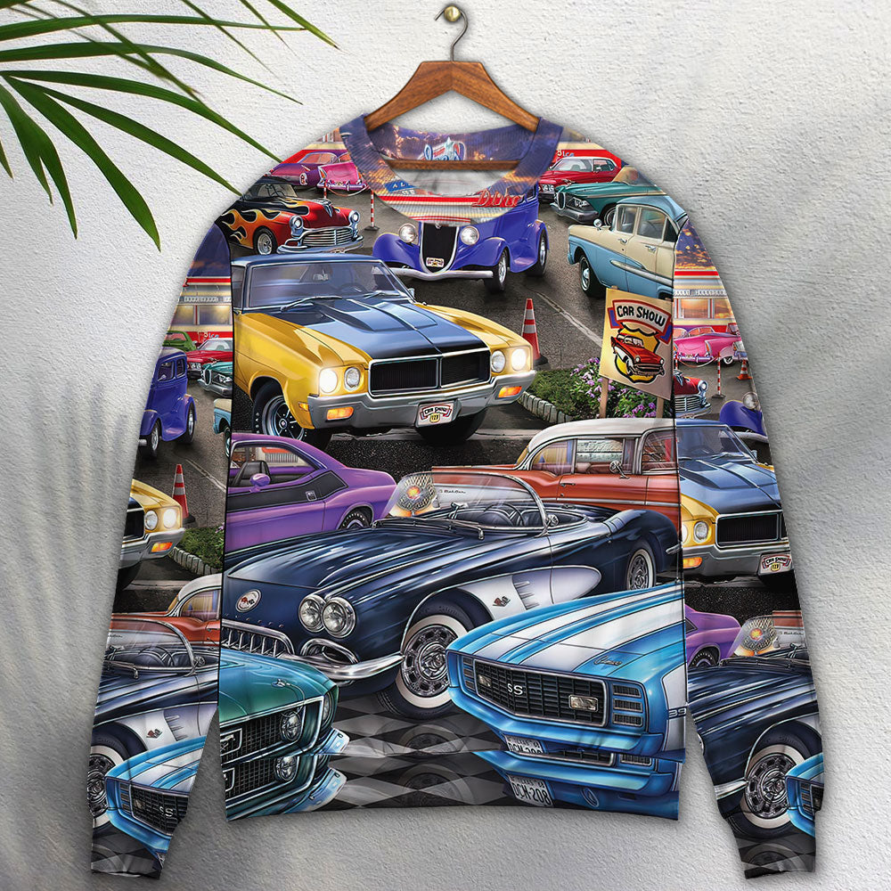 Car Classic Car Show Life Style - Sweater - Ugly Christmas Sweaters - Owls Matrix LTD