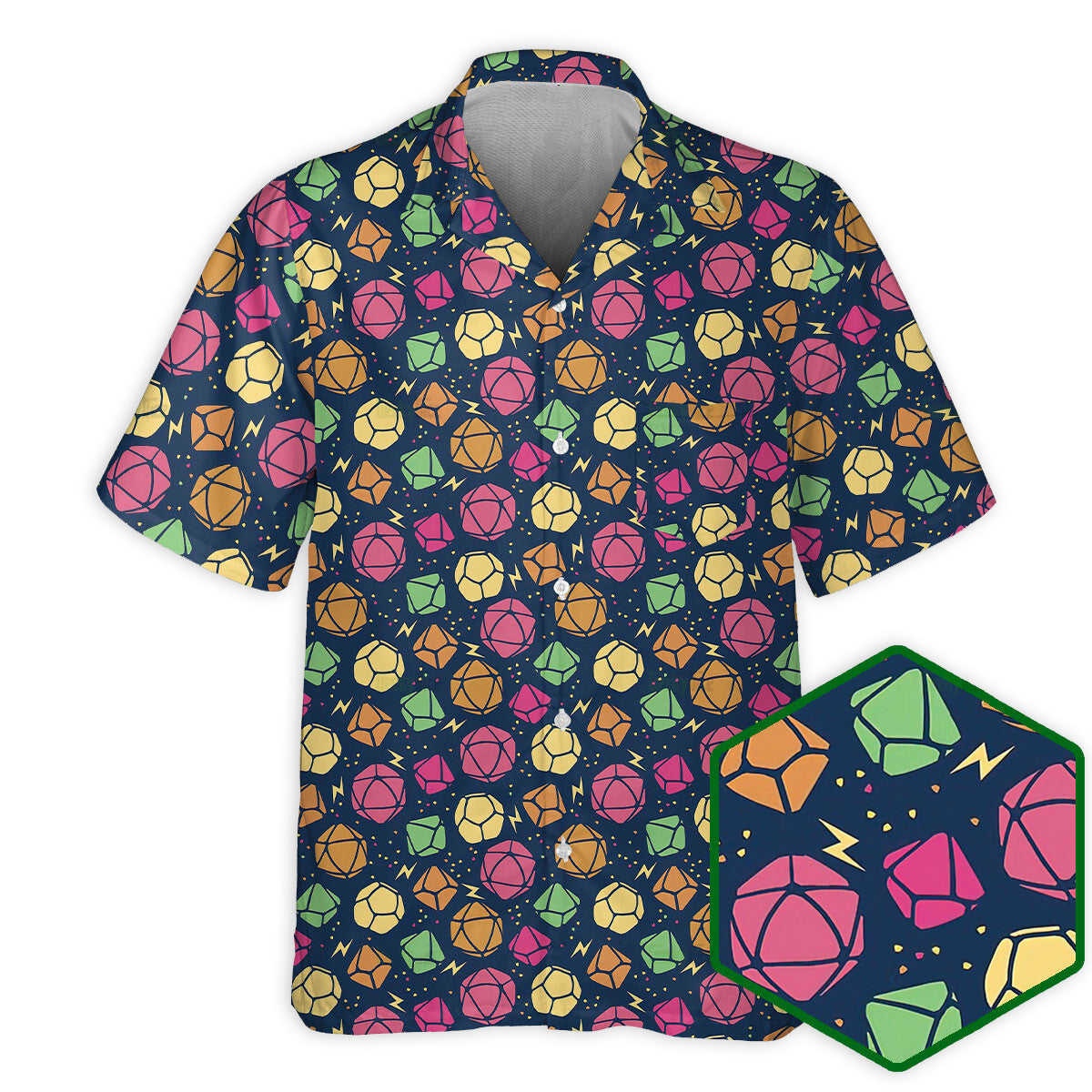 DnD Dice Colorful Pattern Small - Hawaiian Shirt - Owls Matrix LTD