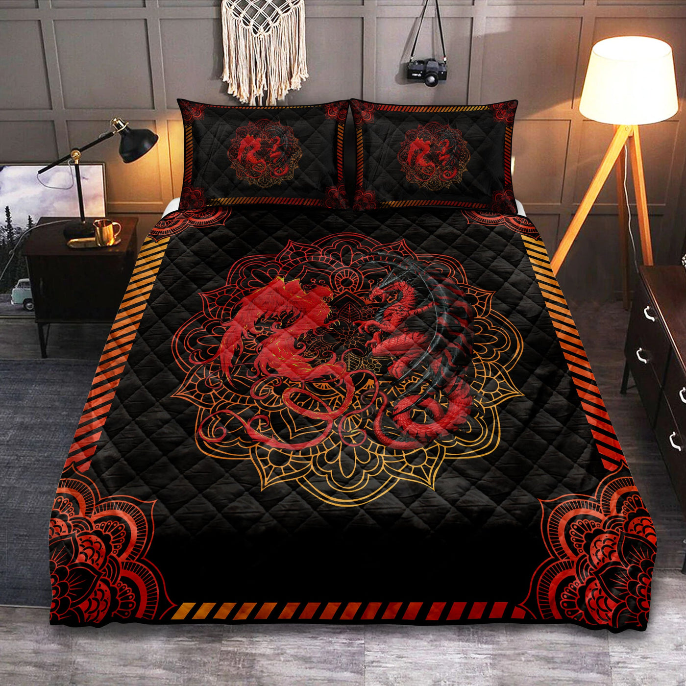 Dragon Fire Amazing Sleeping - Quilt Set - Owls Matrix LTD