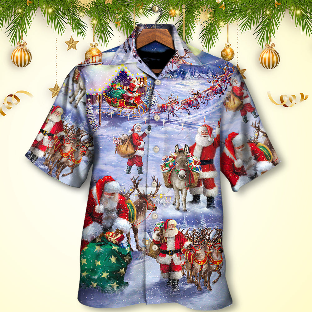 Christmas Santa Claus Story Night Gift For Xmas Painting Style - Hawaiian Shirt - Owls Matrix LTD