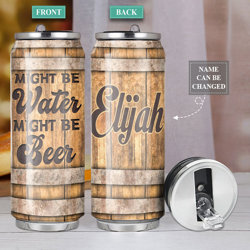 M Beer Barrel Wooden Style Personalized - Soda Can Tumbler - Owls Matrix LTD