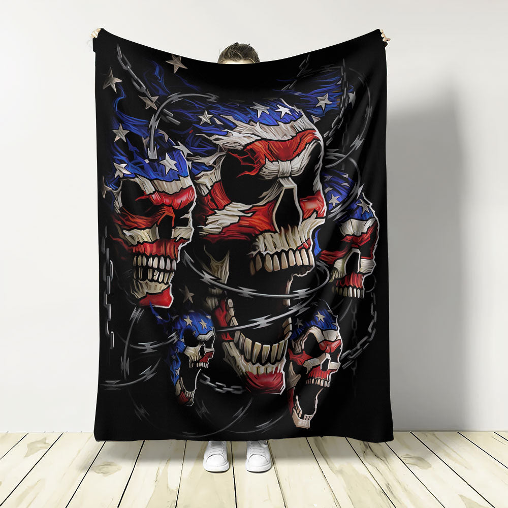 Skull Love America Forever - Flannel Blanket - Owls Matrix LTD