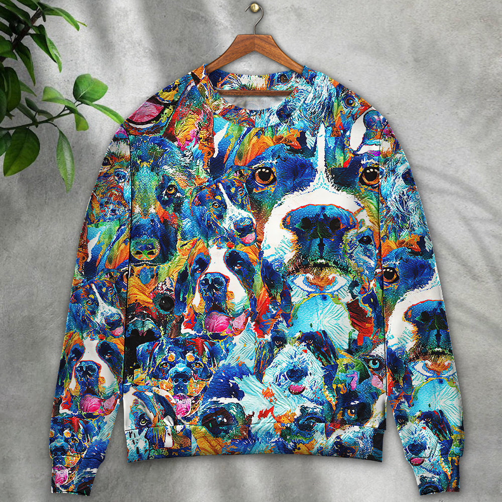 Dog Lover Delight Art Style - Sweater - Ugly Christmas Sweaters - Owls Matrix LTD