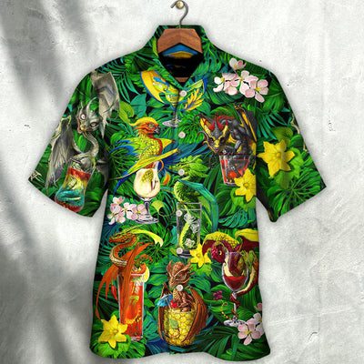 Cocktail And Dragon Tropical Hello Summer - Hawaiian Shirt - Owls Matrix LTD