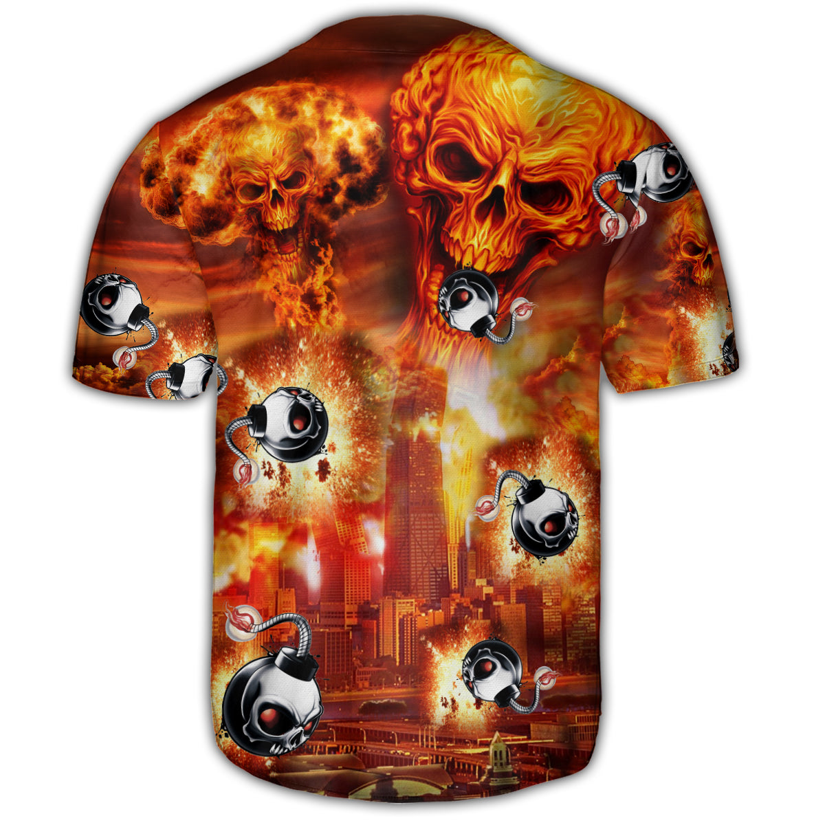 Skull On Fire Fire - Baseball Jersey - Owls Matrix LTD