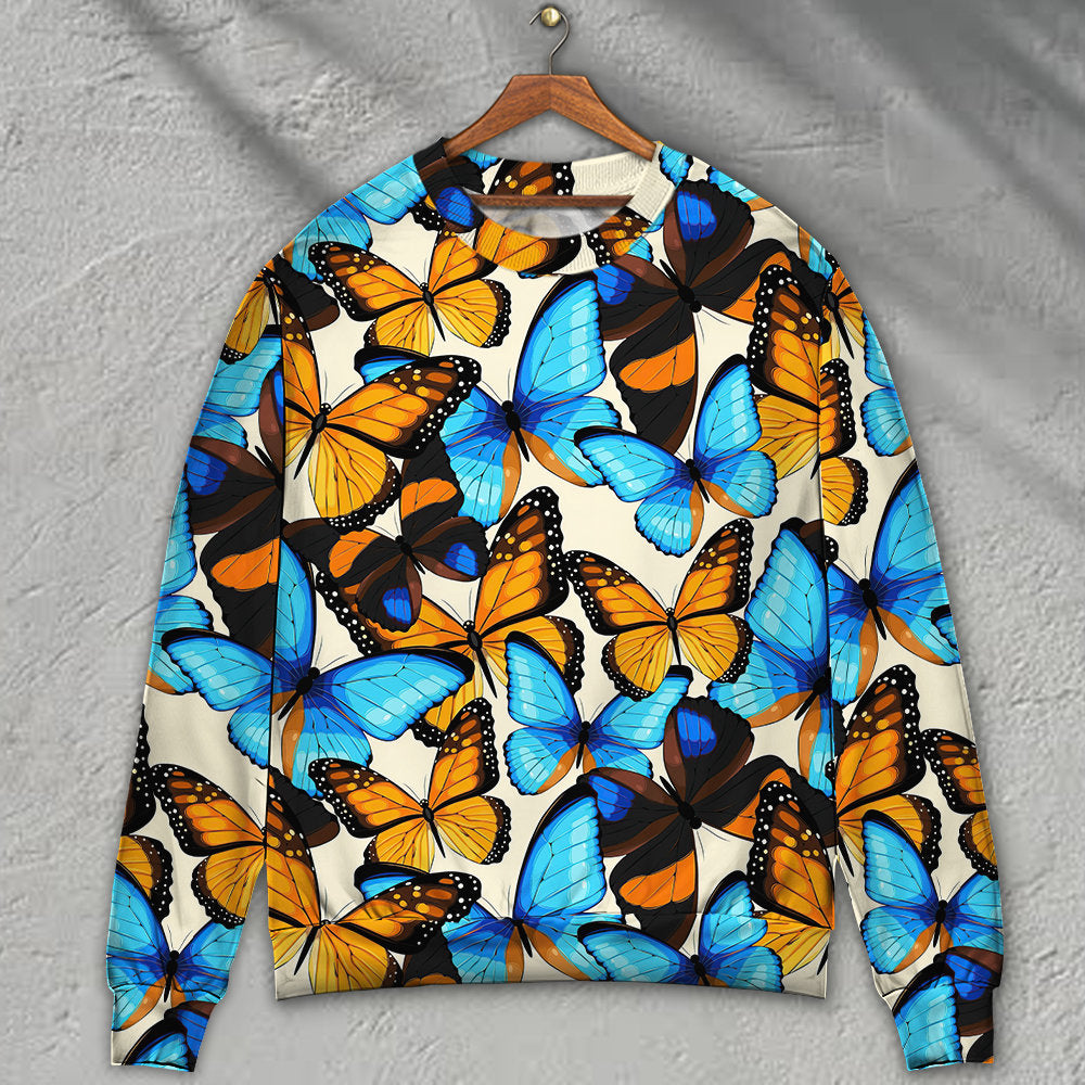 Butterfly Abstract Colorful Vintage - Sweater - Ugly Christmas Sweaters - Owls Matrix LTD