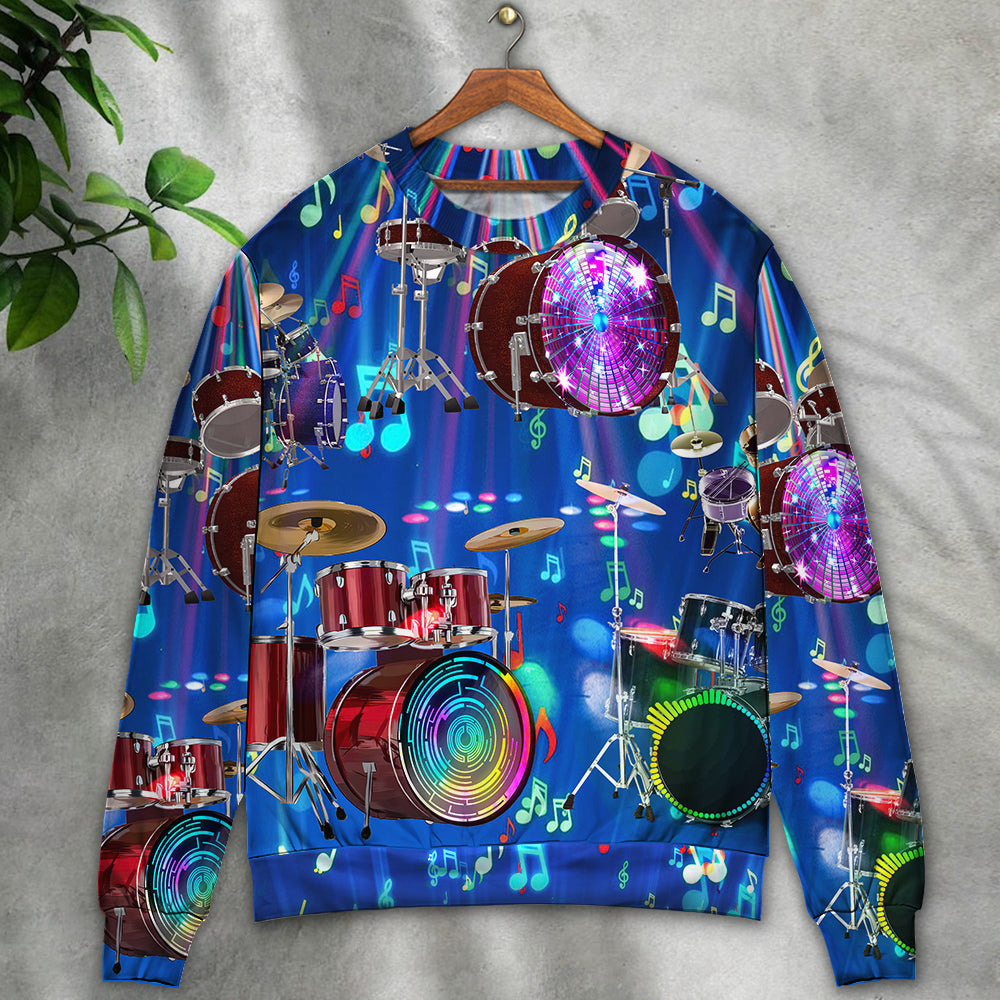 Drum Is My Life Light Neon Style - Sweater - Ugly Christmas Sweaters - Owls Matrix LTD