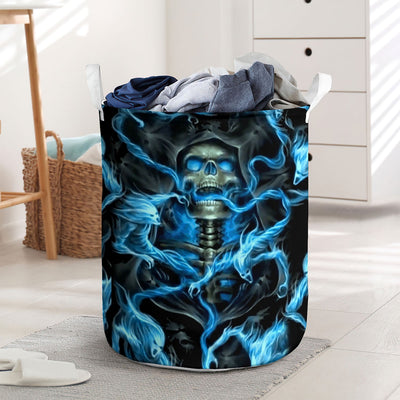 Skull Black Ground Thunder - Laundry Basket - Owls Matrix LTD