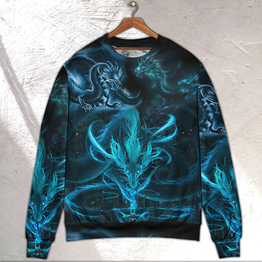 Dragon Blue Lighting And The Witch - Sweater - Ugly Christmas Sweaters - Owls Matrix LTD