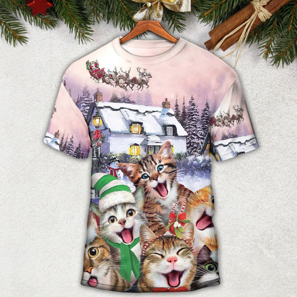 Christmas Cat I'm The Only One You Need - Round Neck T-shirt - Owls Matrix LTD