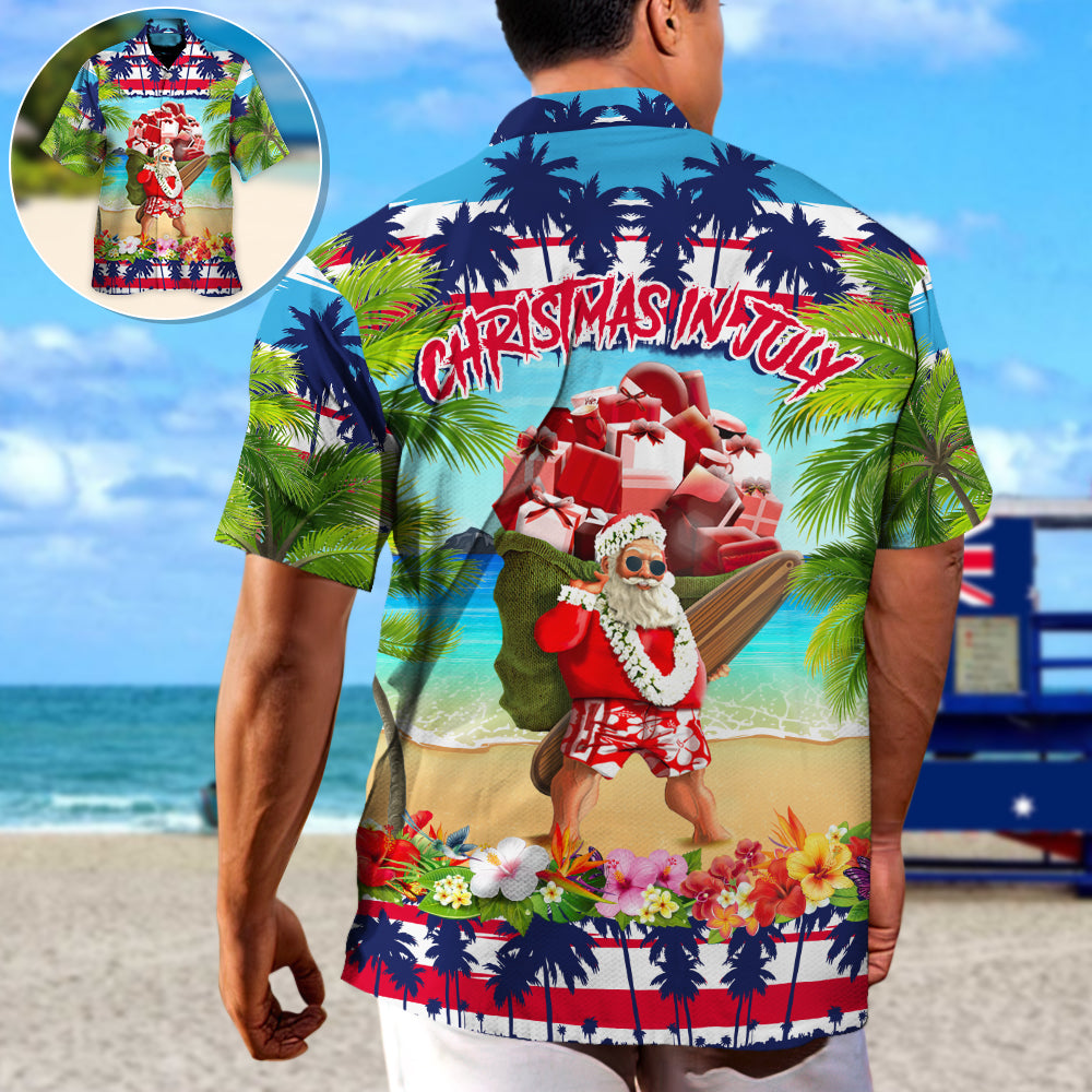 Christmas In July Santa Claus Spent Down At The Beach - Hawaiian Shirt