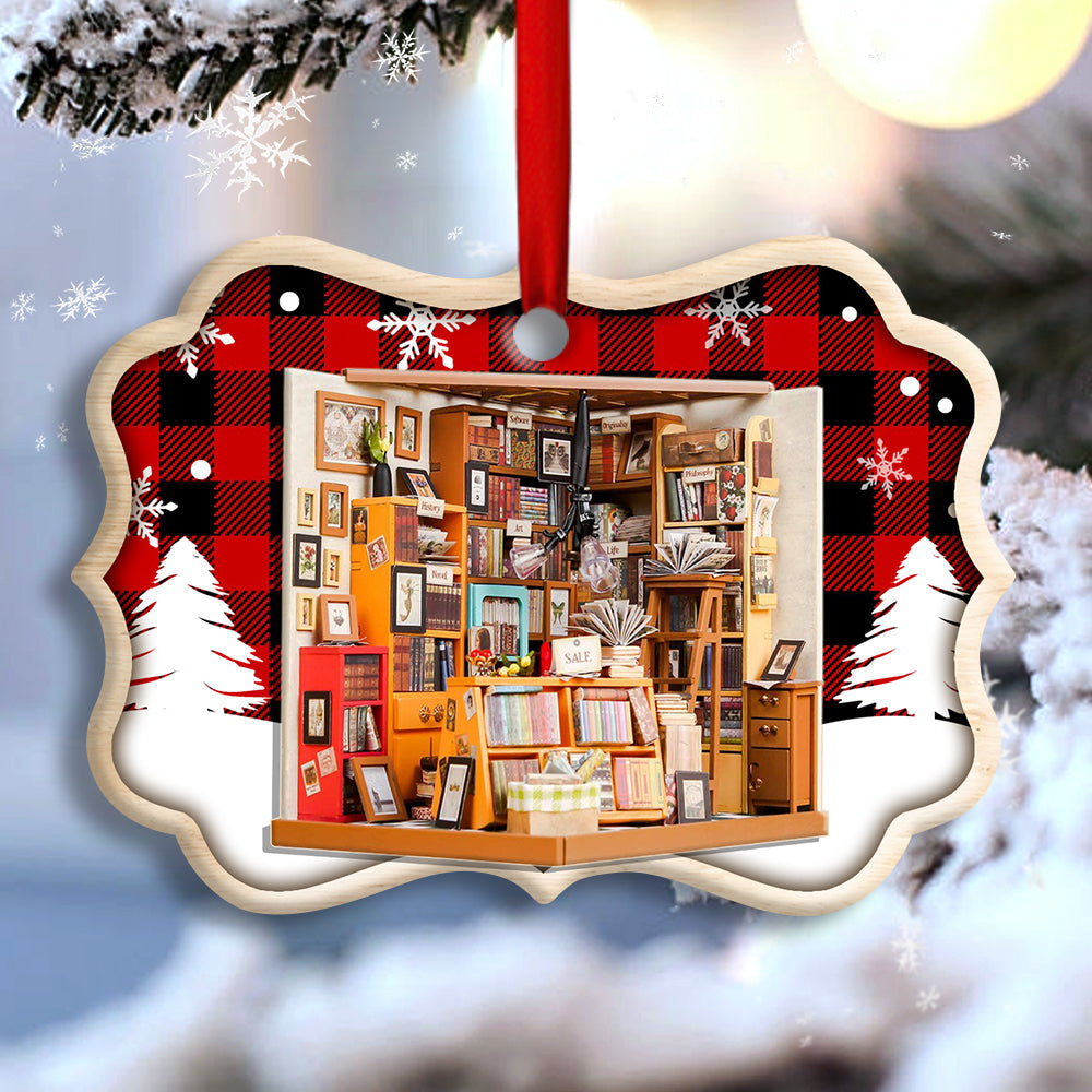 Bookstore Christmas A Book Is A Dream That You Hold In Your Hands - Horizonal Ornament - Owls Matrix LTD