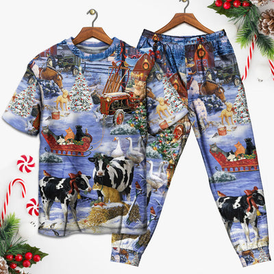 Christmas Love Farm Xmas - Pajamas Short Sleeve - Owls Matrix LTD