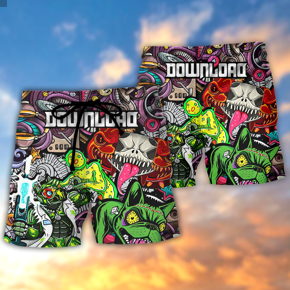 Music Event Download Festival Lover Colorful Art Style - Beach Short - Owls Matrix LTD