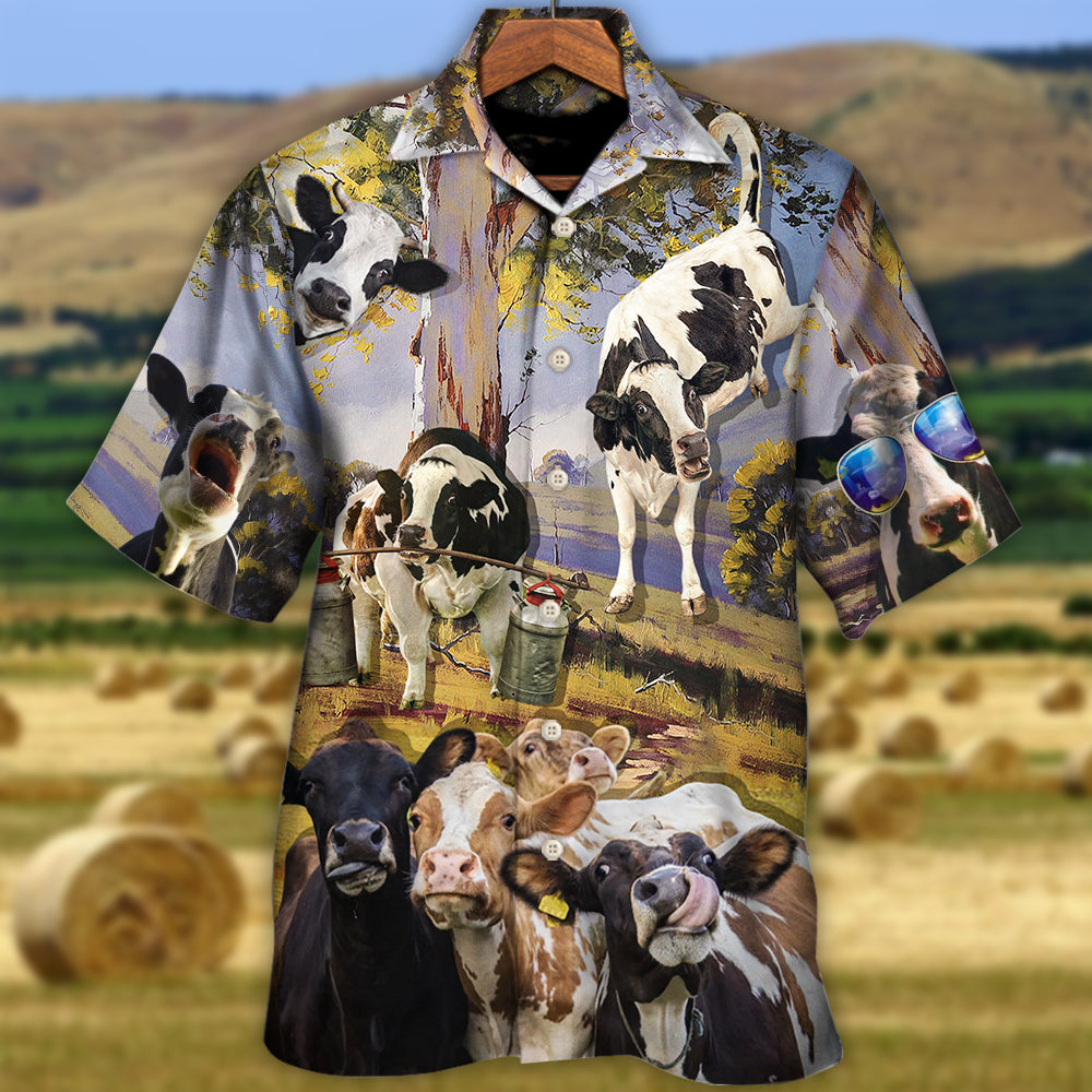 Cow Dancing In The Australian Landscape Funny Art Style - Hawaiian Shirt - Owls Matrix LTD