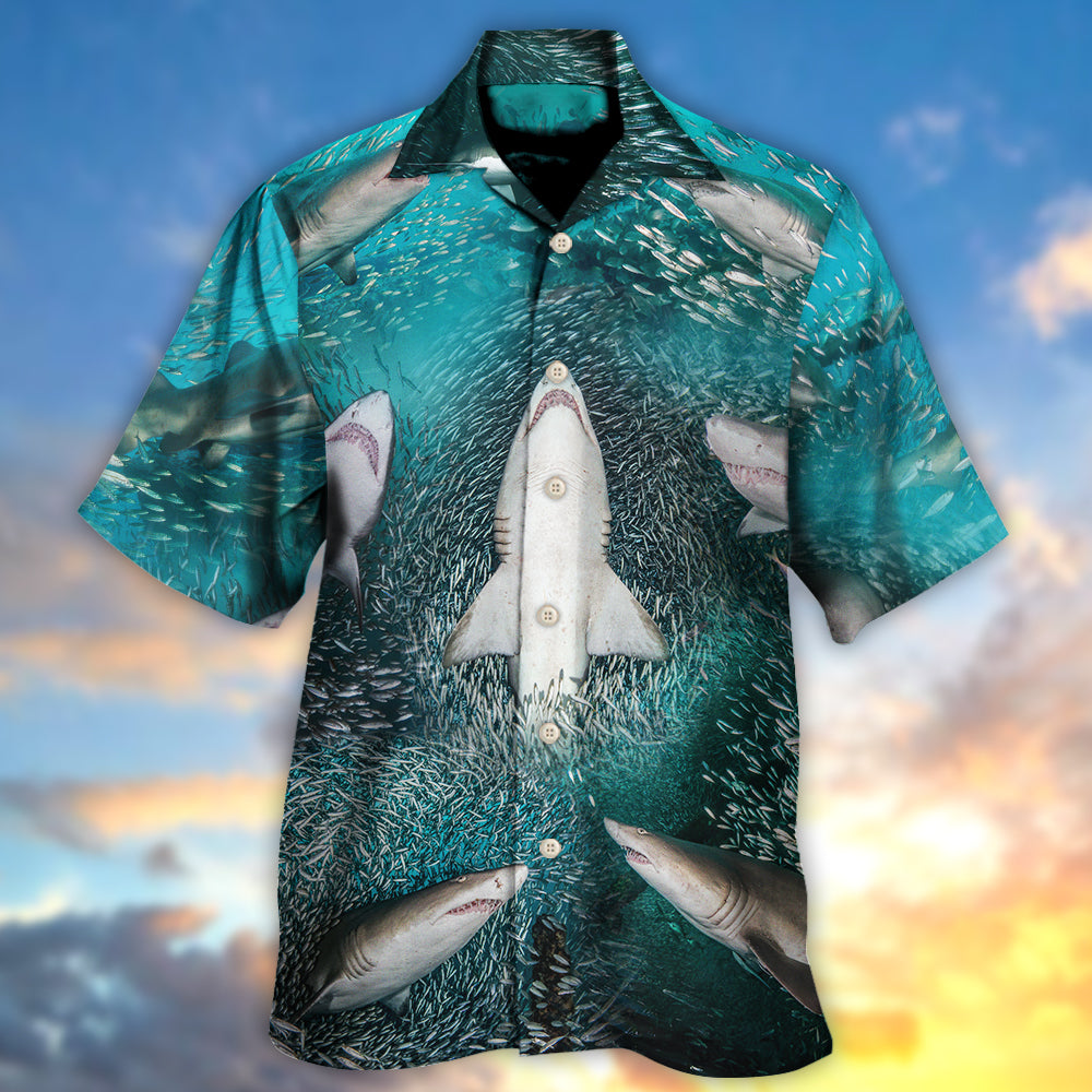 Shark's Buffet -Thousands Of Sardines - Hawaiian Shirt - Owls Matrix LTD
