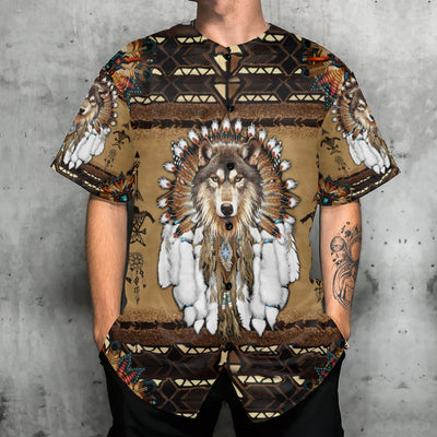 Wolf Native American Spirit - Baseball Jersey - Owls Matrix LTD