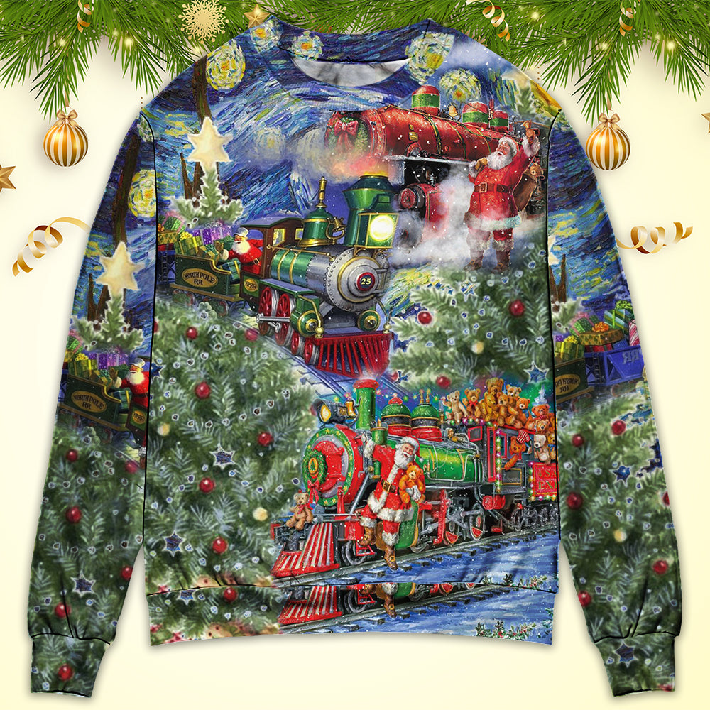 Christmas The Gift Train Arrives At The Wharf - Sweater - Ugly Christmas Sweaters - Owls Matrix LTD