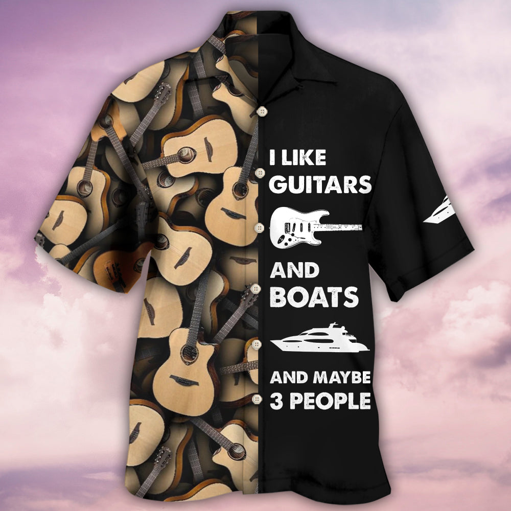 Guitar And Boat I Like - Hawaiian Shirt - Owls Matrix LTD