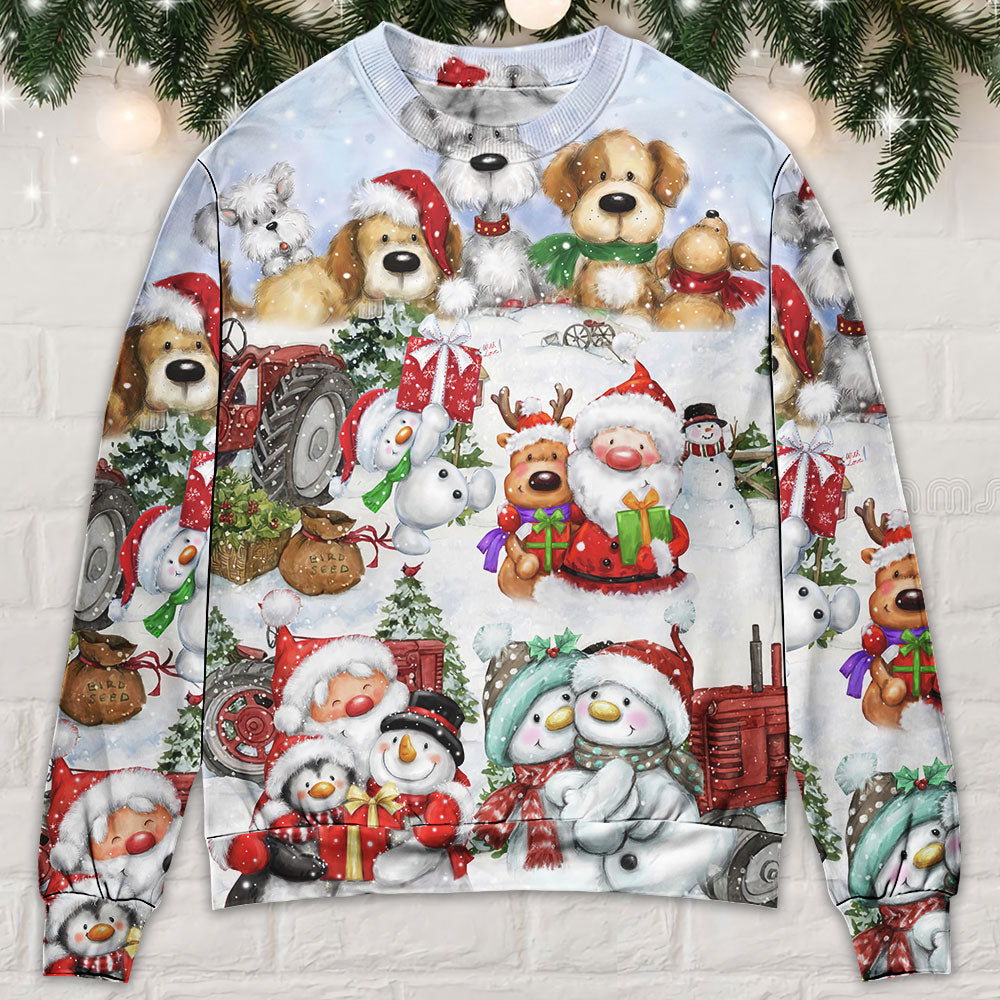 Santa And Snowman Christmas Happy Together - Sweater - Ugly Christmas Sweaters - Owls Matrix LTD