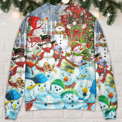 Snowman Happy Farm Holiday Christmas - Sweater - Ugly Christmas Sweaters - Owls Matrix LTD