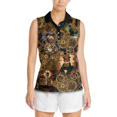 Cat Love Machine Vintage - Women's Polo Shirt - Owls Matrix LTD