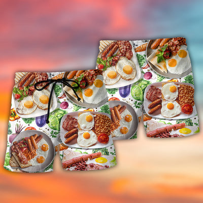Food Breakfast Sausage Art Style - Beach Short - Owls Matrix LTD