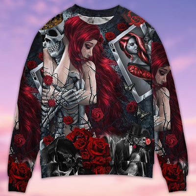 Skull Love Is Life Rose - Sweater - Ugly Christmas Sweaters - Owls Matrix LTD